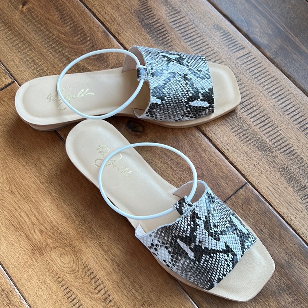 42 Gold Snake Print Sandals